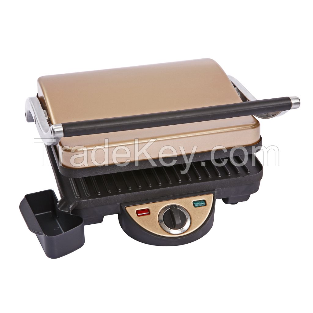 4 slice non-stick panini grill with golden color 