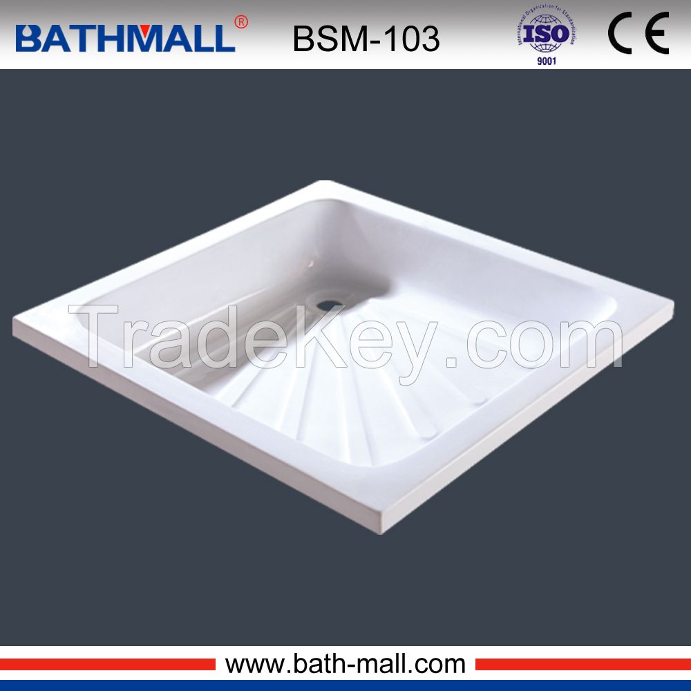 Deep acrylic shower basin for shower bathing