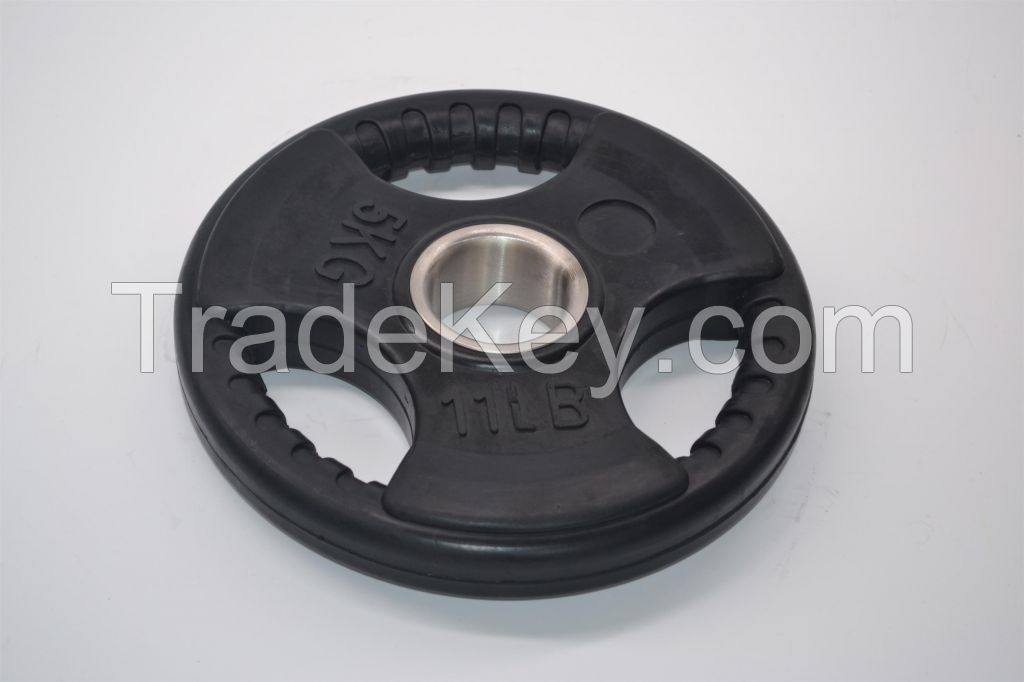 Tri Grip Rubber Weight lifting Barbell Plate