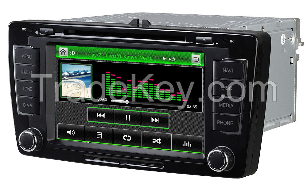 2DIN Car gps dvd player for Skoda Octavia 2007-2013 with RDS iPod bluetooth DVD SD USB mirror link function M-610