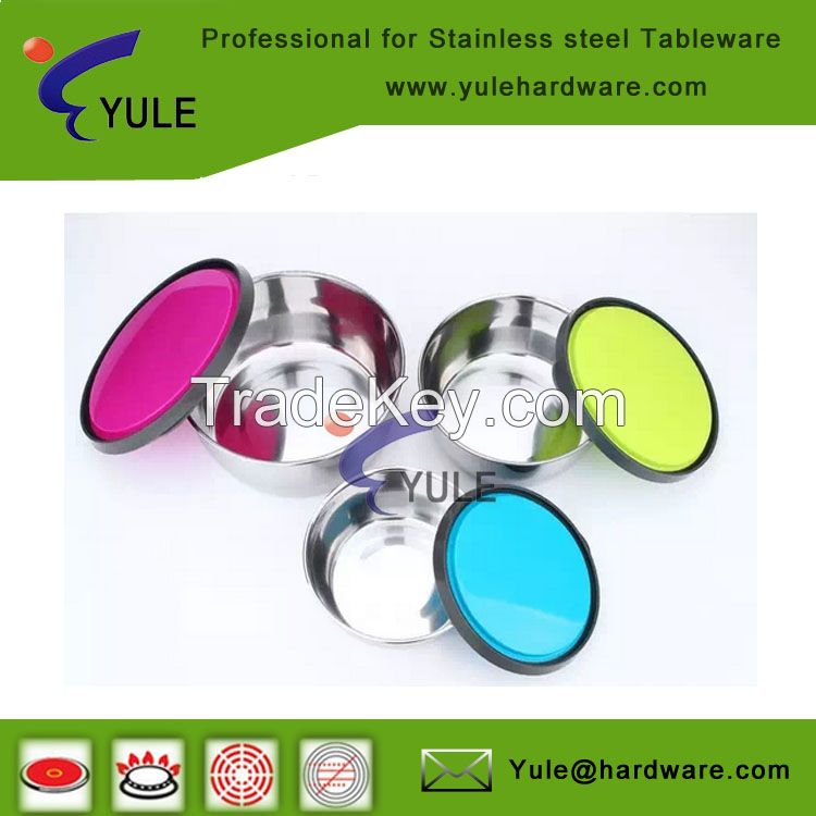 3pcs high quality stainless steel fresh bowl with lid