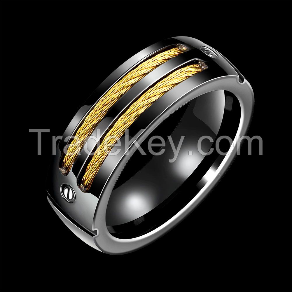 Free shipping Titanium Ring Black Wide Mysterious Ring Band Party Jewe