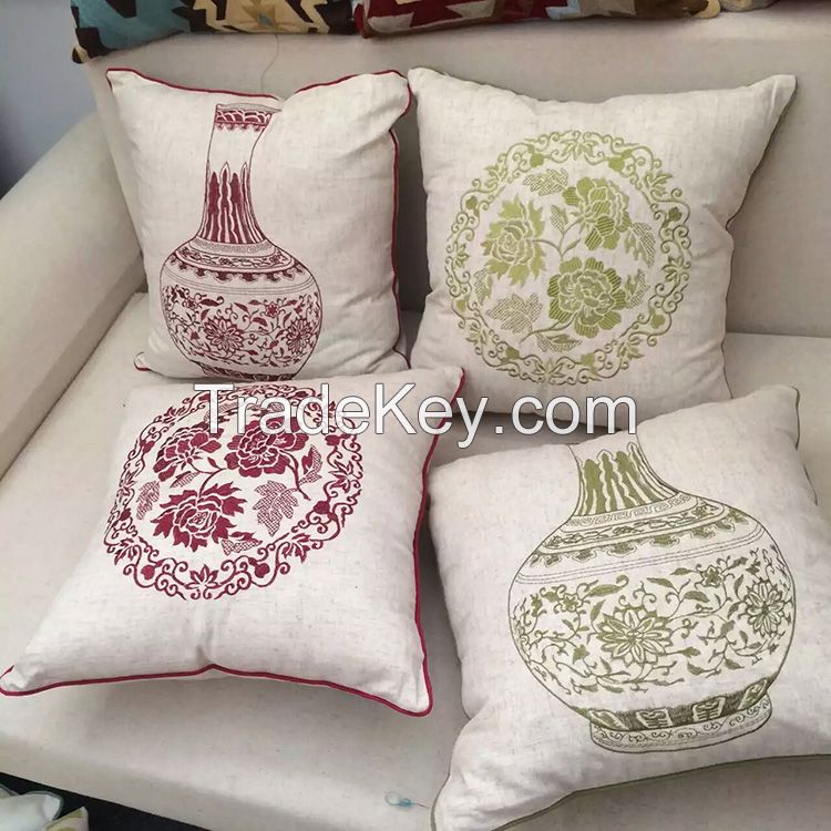 Polyester Cotton Velvet Linen blend PU cushion pillow case