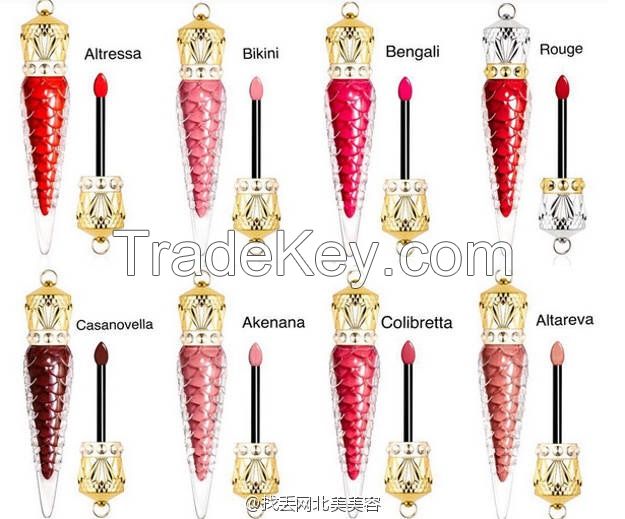 New Hot Christian Louboutin lipgloss waterproof long lasting liquid lipstick mixed colors with satin and black box OEM welcome!