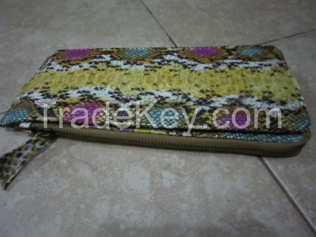 Handmade Genuine Real Python Snake Skin Leather Woman's Long Wallet XXL cardholder