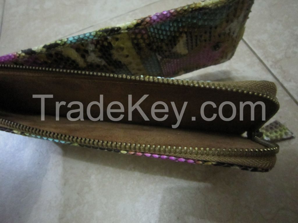 Handmade Genuine Real Python Snake Skin Leather Woman's Long Wallet XXL cardholder