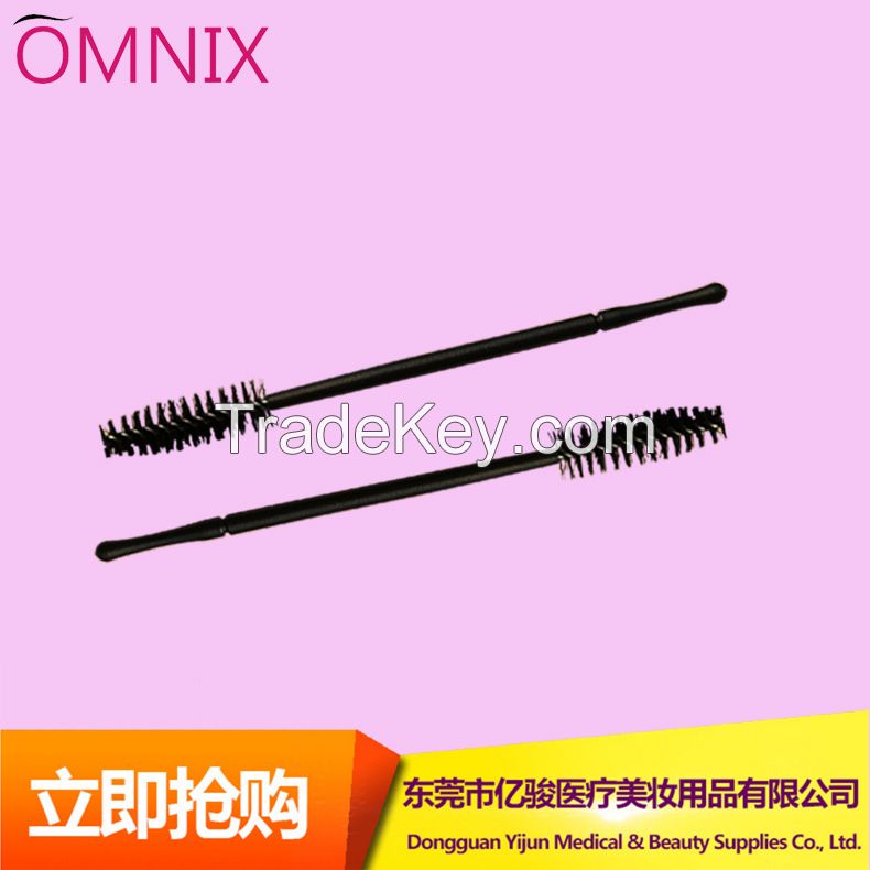 Cheapest disposable mini nylon fiber plastic mascara wands applicaor false eyelash extension makeup tools one-off brushes 50pcs or 100pcs/bag