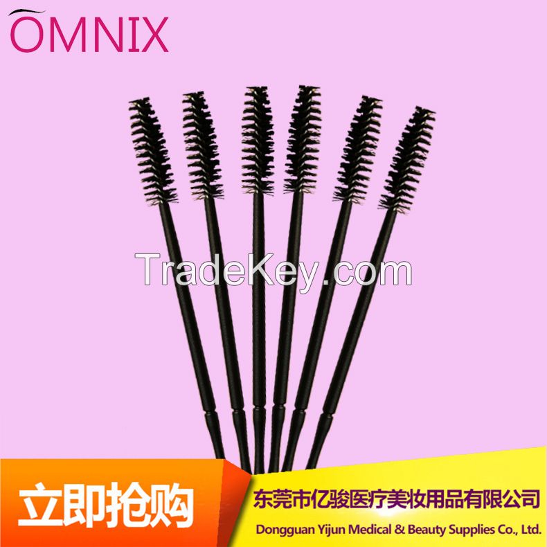 Cheapest disposable mini nylon fiber plastic mascara wands applicaor false eyelash extension makeup tools one-off brushes 50pcs or 100pcs/bag