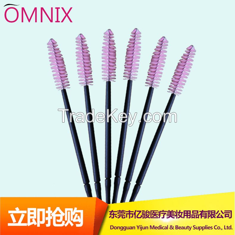 Cheapest disposable mini nylon fiber plastic mascara wands applicaor false eyelash extension makeup tools one-off brushes 50pcs or 100pcs/bag