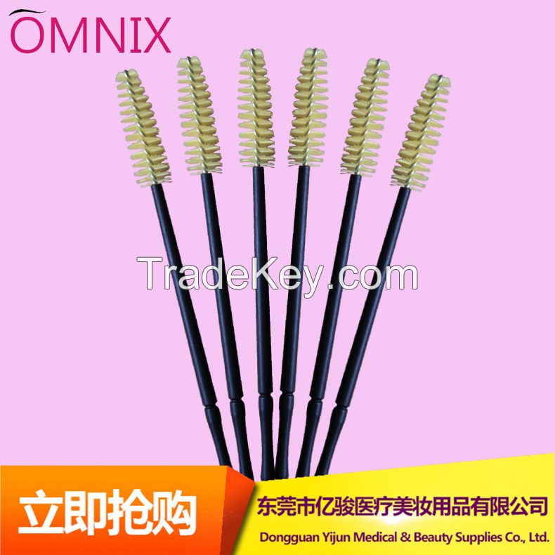 Cheapest disposable mini nylon fiber plastic mascara wands applicaor false eyelash extension makeup tools one-off brushes 50pcs or 100pcs/bag