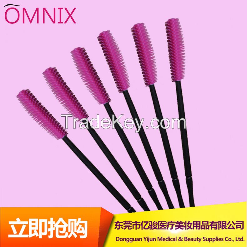 Eyelash extension tool Colorful straight or curved disposable silicone eyelash brush mascara wands applicator brush Makeup tools