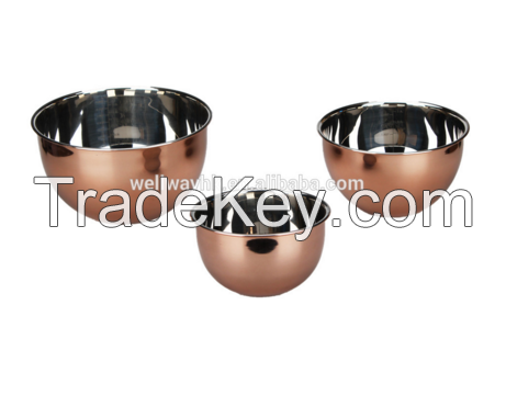 copper painting Stainless Steel Mixing Bowl with plastic lid