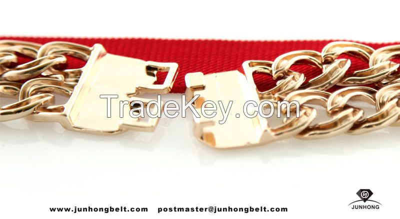 Simple double buckle wide belt Han Song tight elastic belts