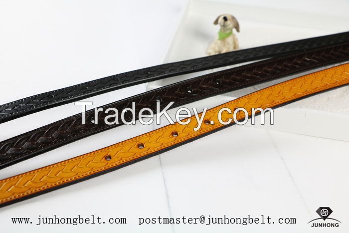 Cattle two layer of leather embossed womens leather belts