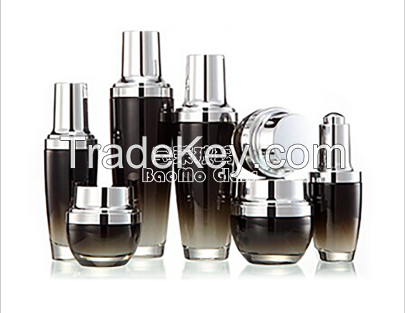 Gradient black glass jars & bottles for skincare products