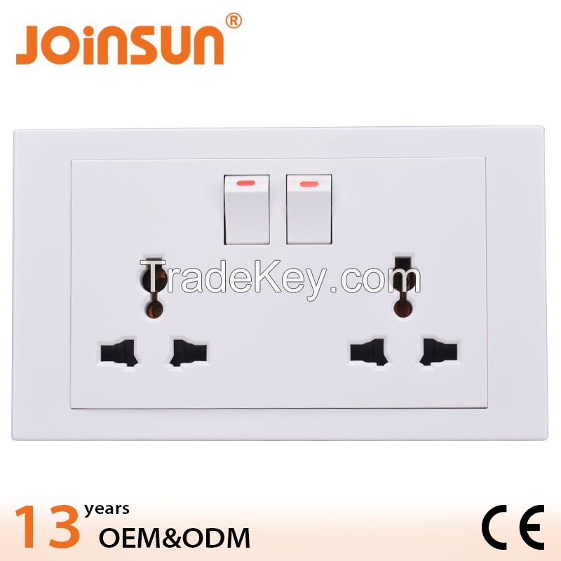 double 3 feet univeral with switch best quality whitc CE druable electrical outlet plug