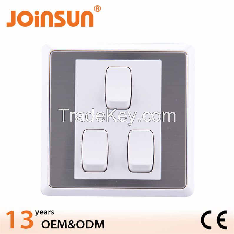 3 gang 1 way small button switch 