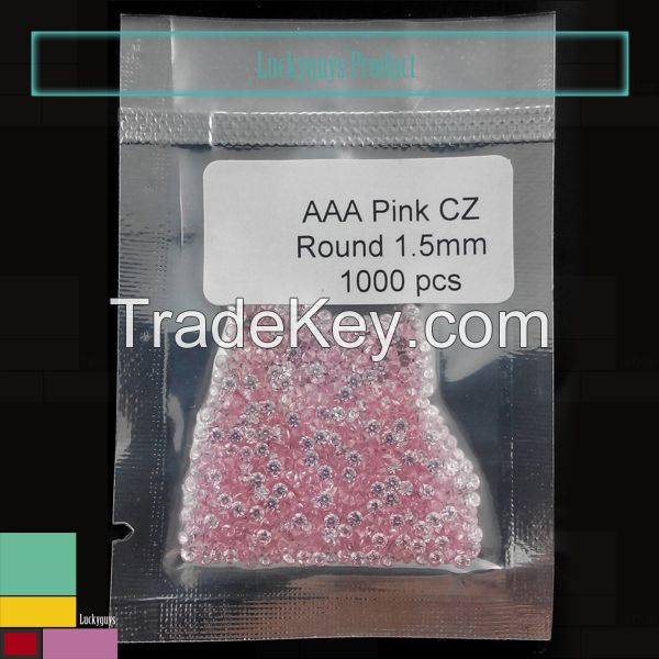 Rround cut pink cubic zirconia European machine cut gemstone