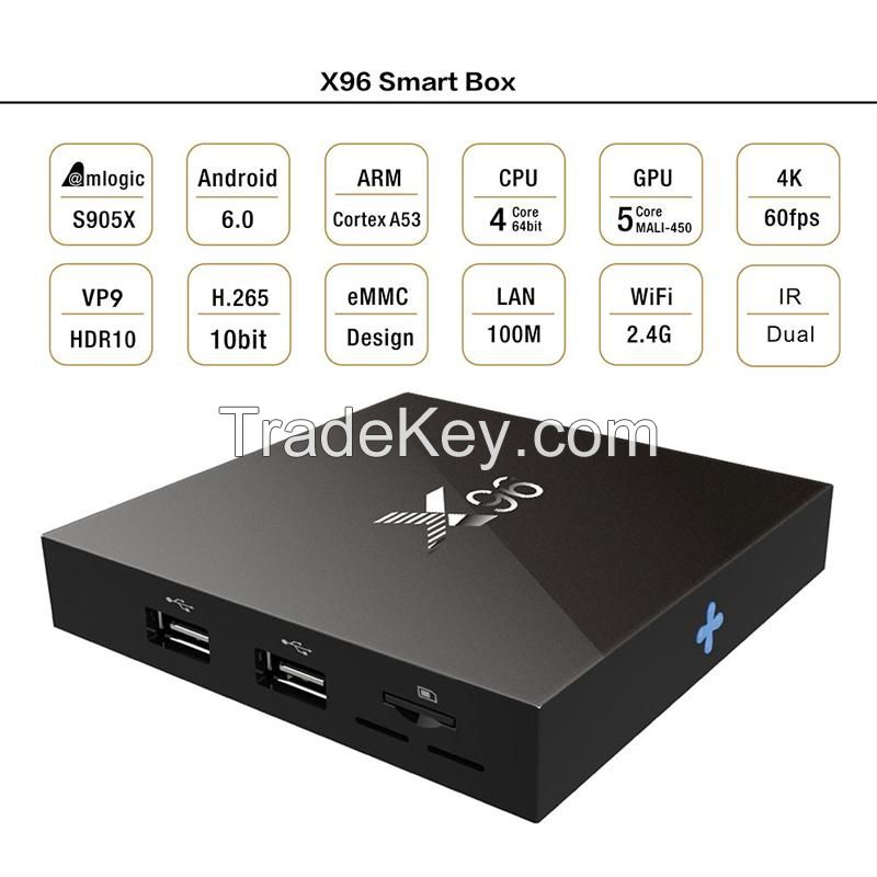 X96 TV Box Amlogic S905x Quad Core Android 6.0 TV BOX 1GB/8GB LAN WiFi H.265 Better Than Mini MX 4K Smart TV Box