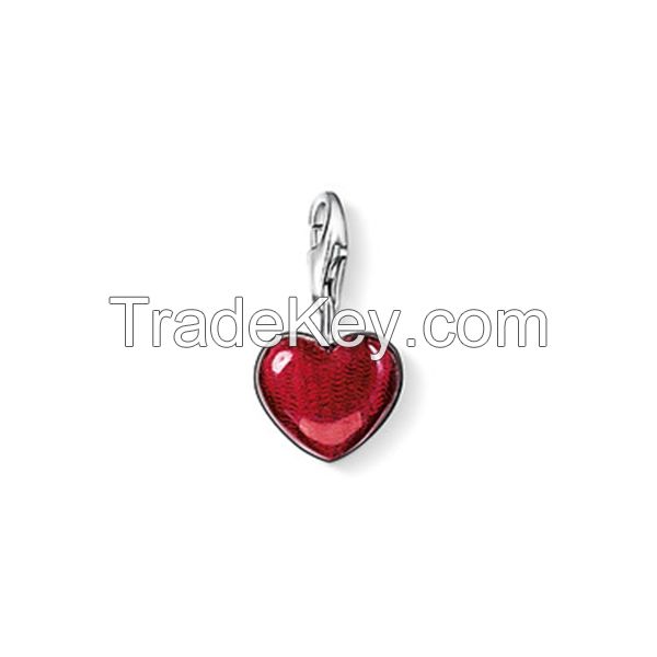 Red Heart Charms DIY Style Charm Club Good jewelry Gift in Silver-Plat