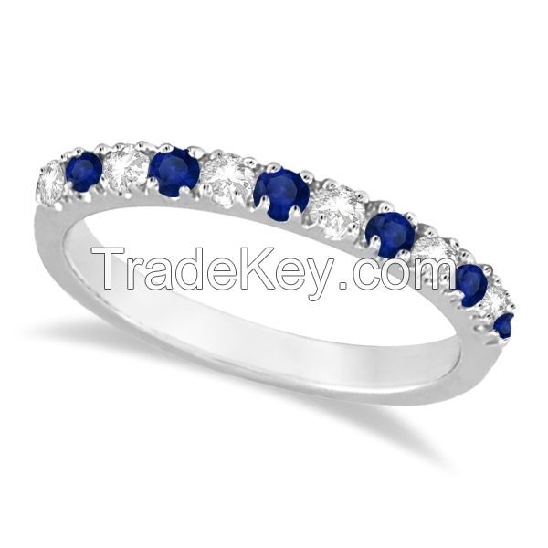 Princess-Cut Channel-Set Diamond & Sapphire Ring Band â Allurez