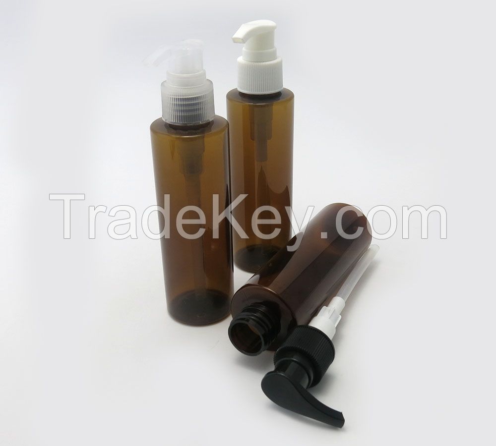 Wholesale 150ml brown plastic pump spray bottle for shower gel, shampoo