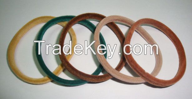 Hair elastic band with flocking velvet