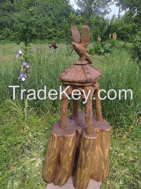 Wooden garden sculpture