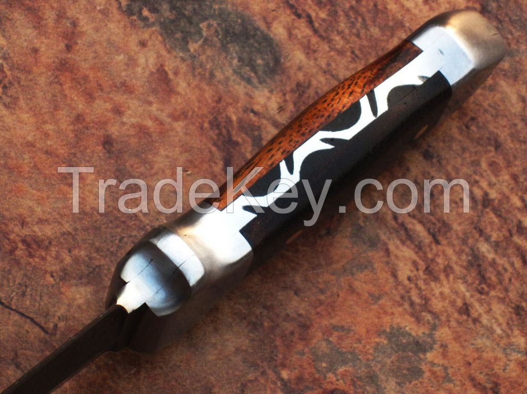  Details about  Combat Hunting full tang Tactical Knife Double Edge Dagger with wooden handle 