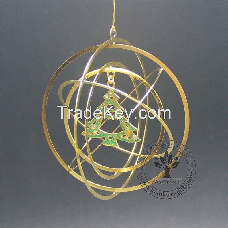 2016 new hot gold custom 3d metal Christmas ornament