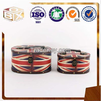 Round PU leather wholesale handle home storage box