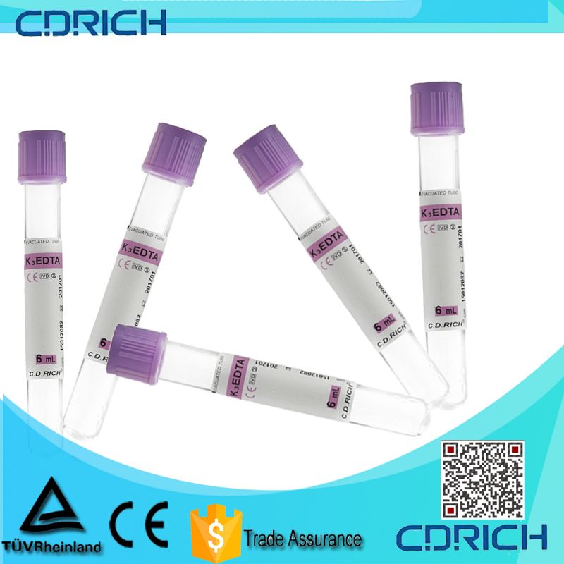 EDTA Tubes for hematology determination, blood type verification, blood cross-match test