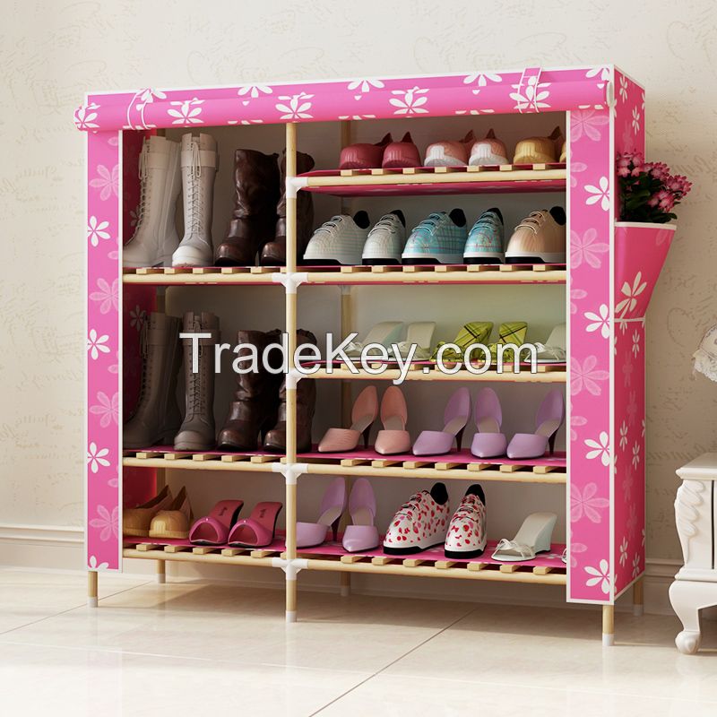 Latest Design Modern Simple Wooden Shoe Cabine convenient non-woven fabric shoe cabinet