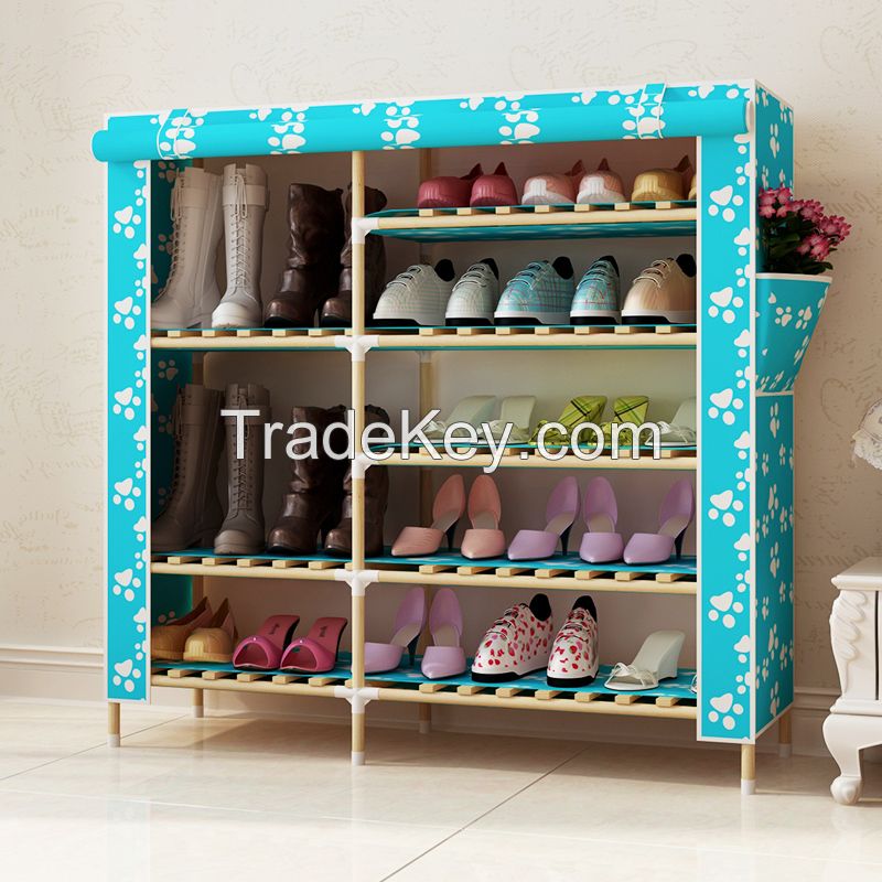 Latest Design Modern Simple Wooden Shoe Cabine convenient non-woven fabric shoe cabinet