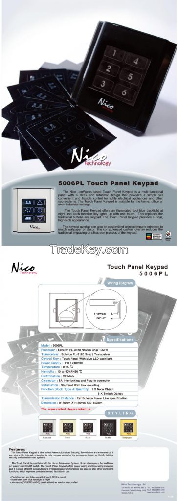 Thermostat 6 keys Touch Panel Keypad