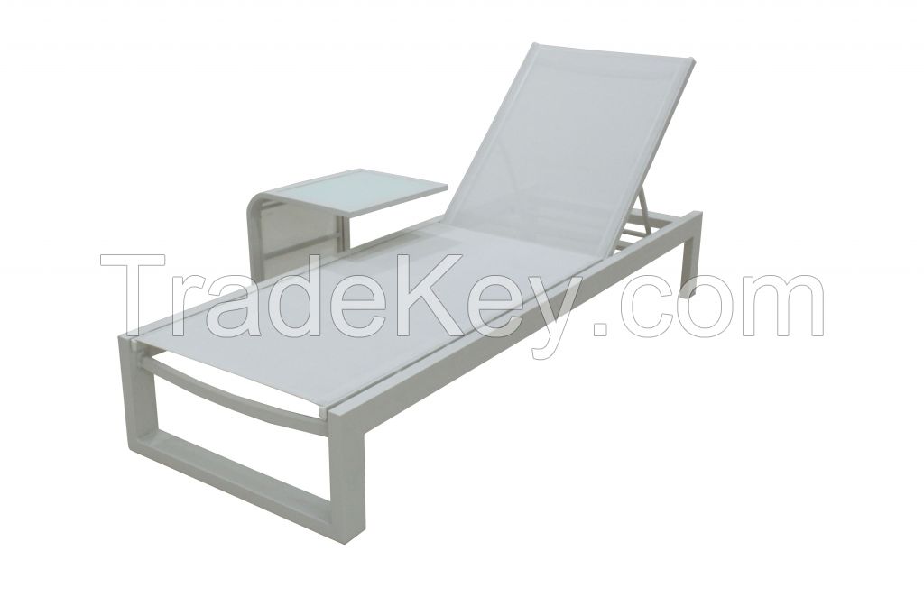 Hot Selling Outdoor Furniture Pool Lounger Mesh Fabric Chaise Sun Lounge