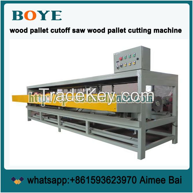 wood pallet stringer circular end trim saw cut off sawing machine