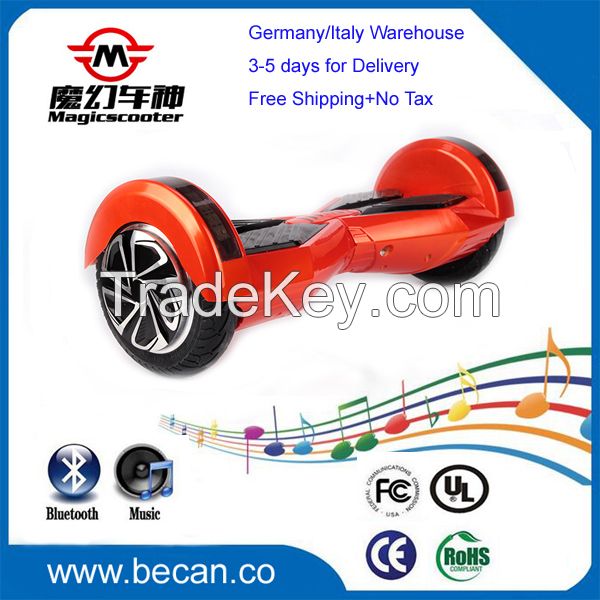 UL self balancing two-wheel electric scooter with LED light and bluetooth, smart balancing hoverboard