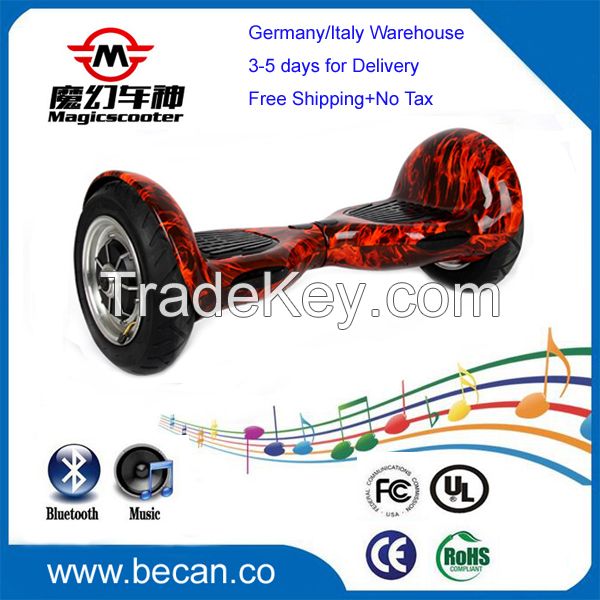 10 inch self balancing two wheels electric scooter, LED+Bluetooth hoverboard