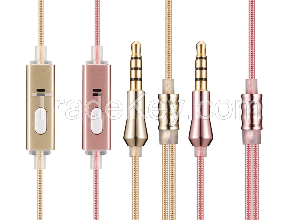 2016 HOt Selling Wired Earphone Eletroplated Shiny Headsets