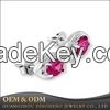 Fashion Jewelry Lab Ruby Stone Oval Eyes Shape 925 Sterling Silver Stud Earrings for Women