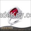 Women Retro Trillion Shape Rhinestone Gemstone White Gold Plated Finger Ring