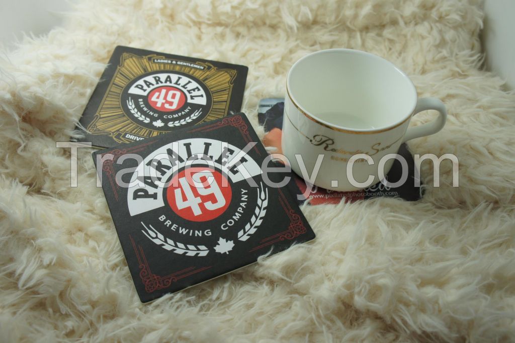 Absorbent paper gold stamp coffee beer coaster with customized logo