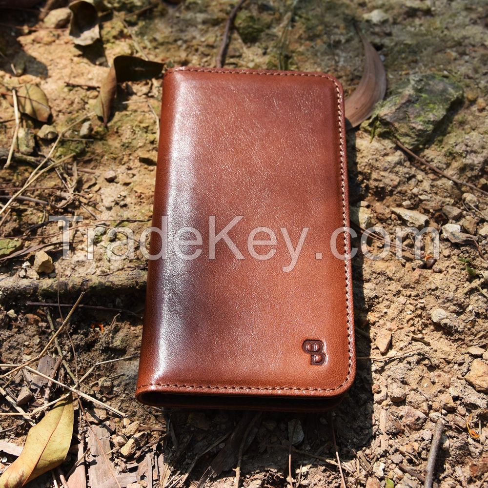 Slim handmade vegetable tanning leather case