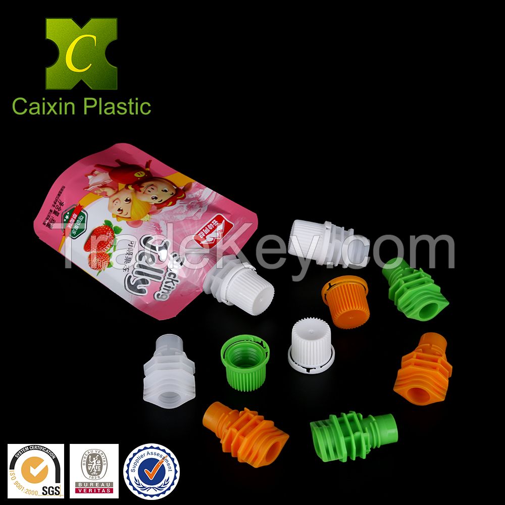 Plastic spouted pouch with screw cap for liquid food packaging