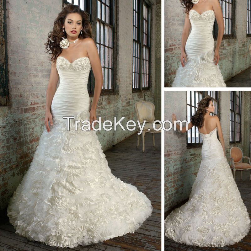 High quality beautiful lace luxurious 2016 off-shoulder wedding dress with bridal veil
