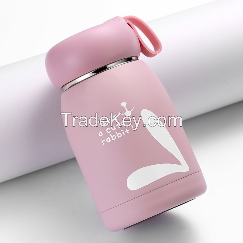 New design factory travel kids school stainless steel mini portable handle cheap small cute rabbit water bottle