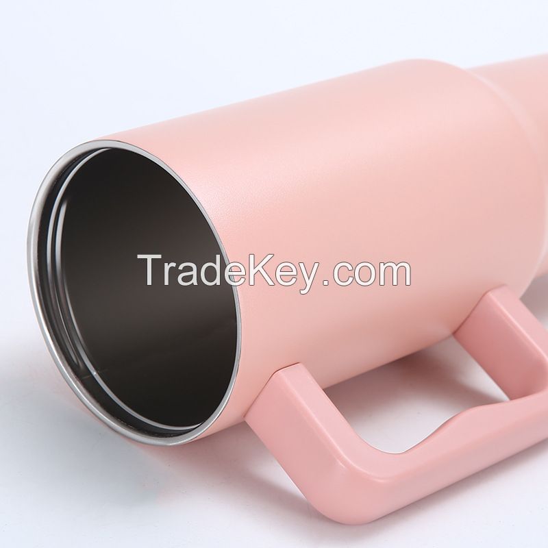 40oz handle car cup double wall stainless steel water bottle vacuum insulated tumbler with straw custom logo handle mug 2.0/3.0