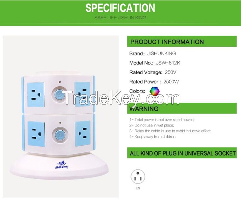 American 6 socket smart usb extension lead with switches