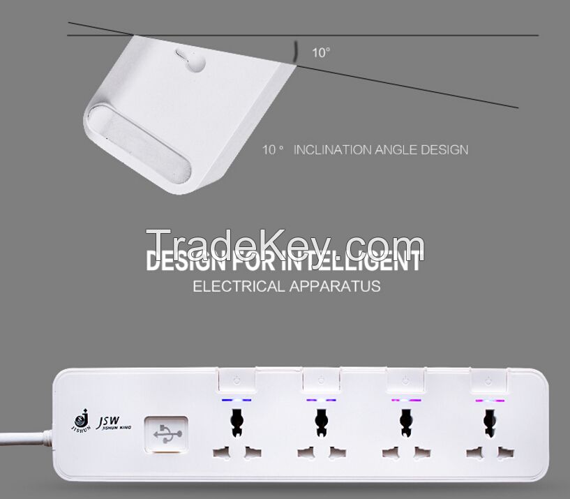 250v 4 gang electrical power 2 usb charge ports extension plug universal outlet socket with spike and surge guard